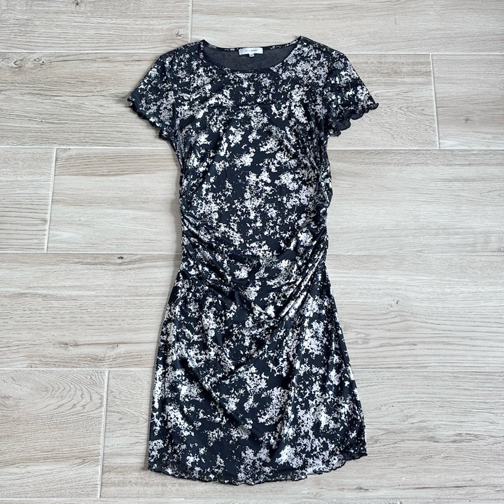 No Comment Floral Black and White Midi Dress Large